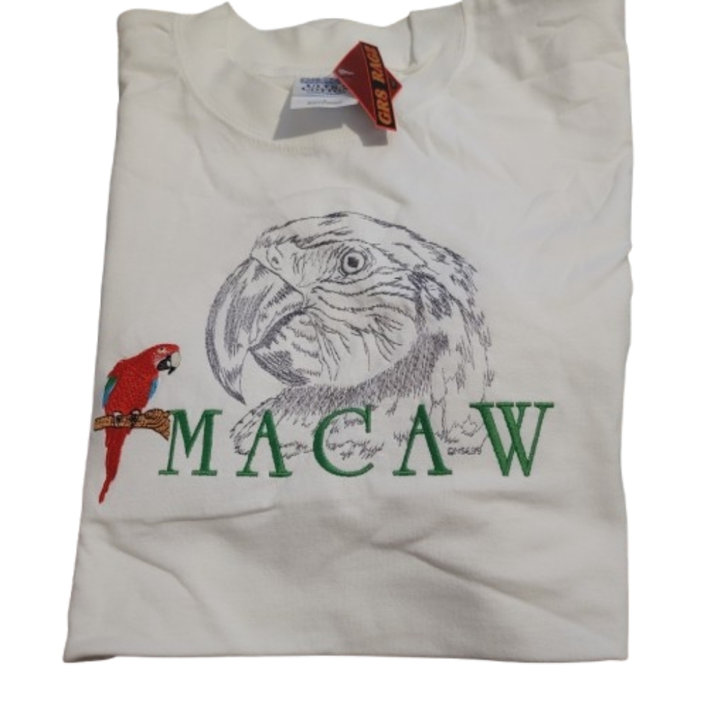 MACAW t shirt macaw tee large embroidered bird Mediun